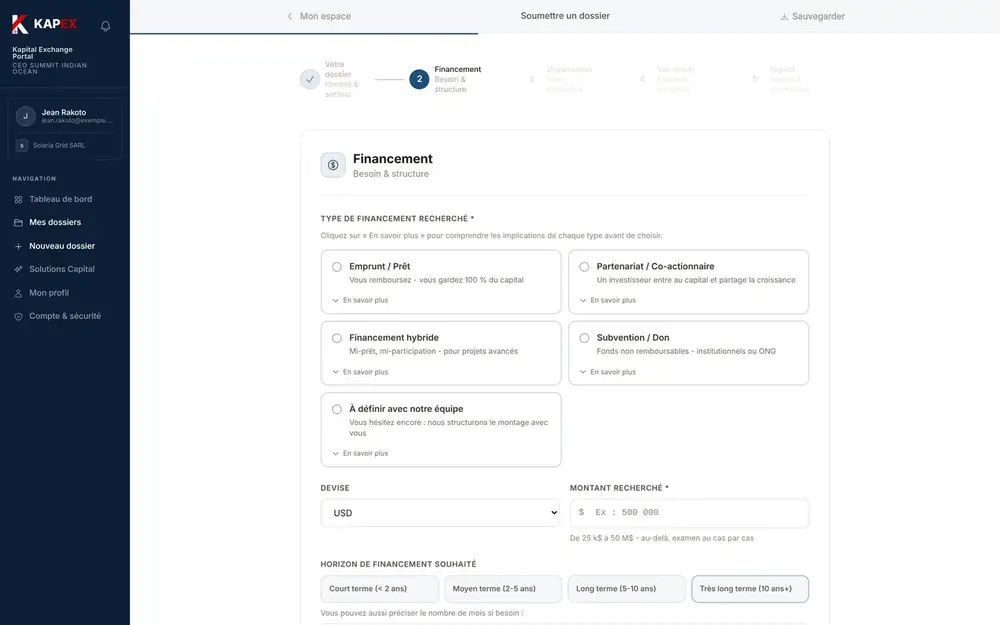 Financement recherché